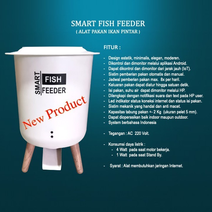 Alat Makan Ikan Otomatis Kolam Smart Fish Feeder Internet