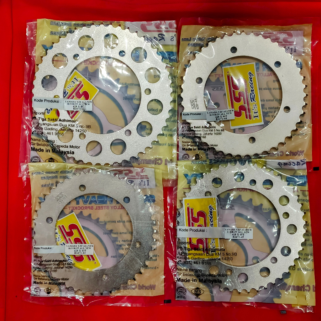 GIR GEAR BELAKANG SSS 428 CHROME R15 V3 NEW / VIXION R VVA / MT15 / XSR155 UKURAN : 428 X 43 / 44 / 