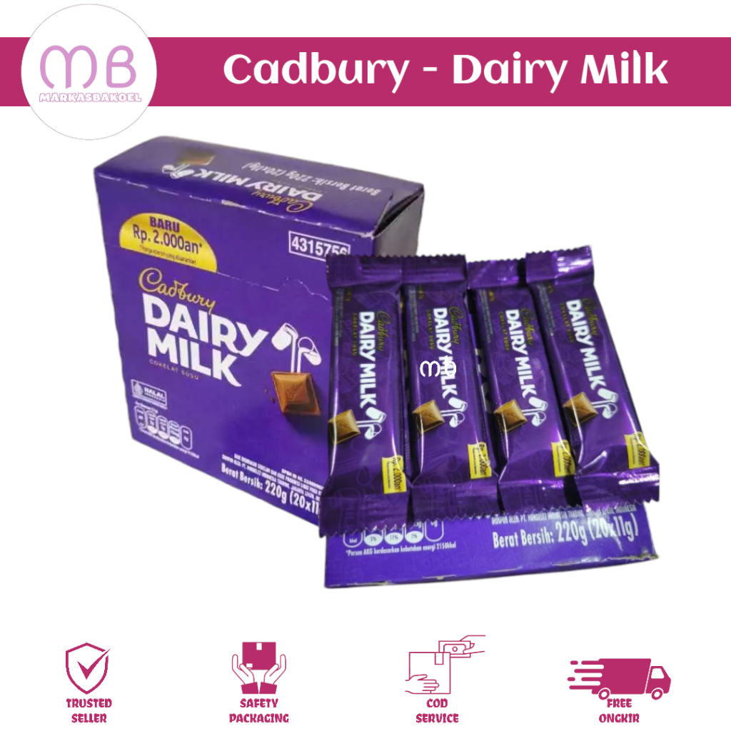 CADBURY DAIRY MILK CHOCOLATE MINI / COKELAT CADBURY DAIRY MILK MINI 11 GR X 20 PCS