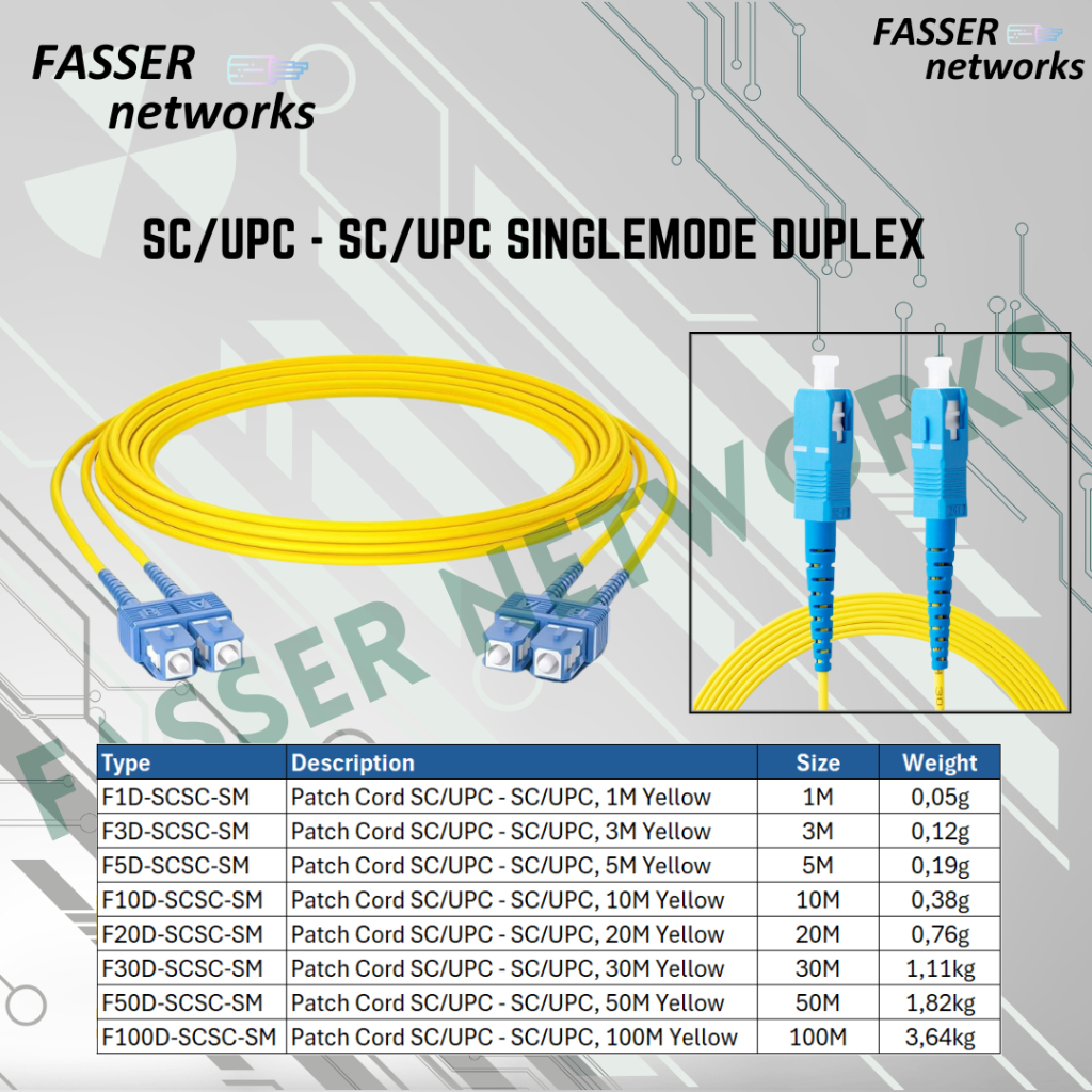 Patch Cord Fiber Optic SC/UPC-SC/UPC Single Mode Duplex - 5 Meter