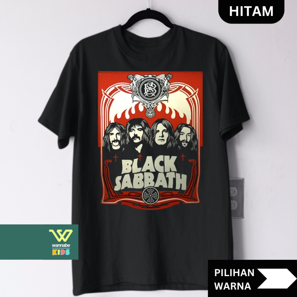 Kaos Band Black Sabbath Dewasa S–7XL Big Size Jumbo & Anak XS–XL | Baju Musik Rock Metal Couple Kelu