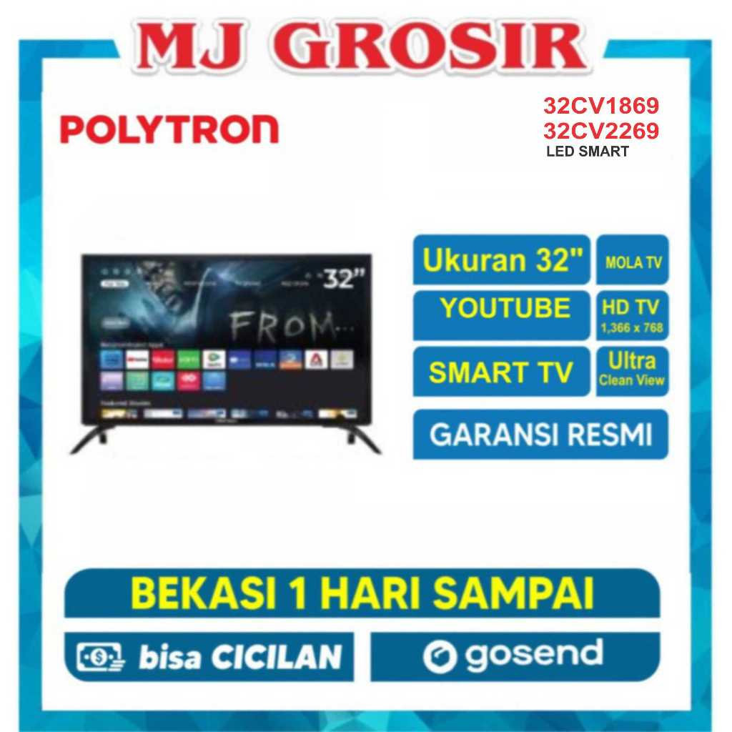 Stok Baru PROMO LED TV POLYTRON 32" 32CV1869 32 HD 32 INCH SMART TV ANDROID MURAH