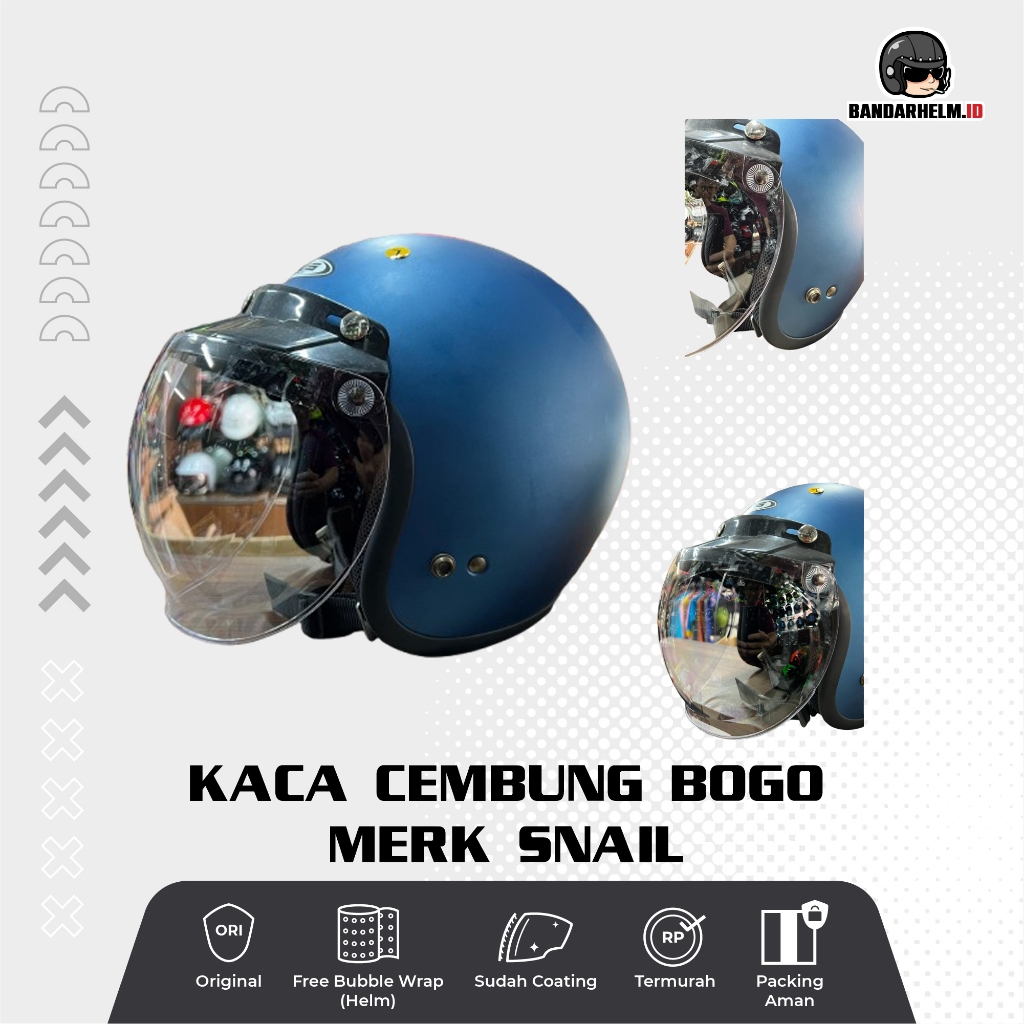 Kaca Helm Bogo Cembung bening Merk Snail (Pakai Pet)