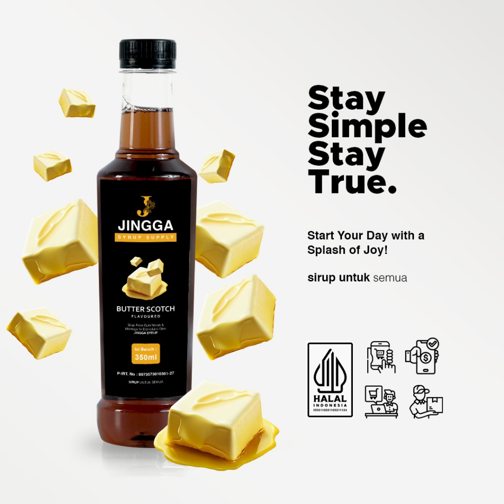 

JINGGA Butterscotch Syrup 350 ML - Sirup Butterscotch untuk Kopi, Mocktail dan Cocktail