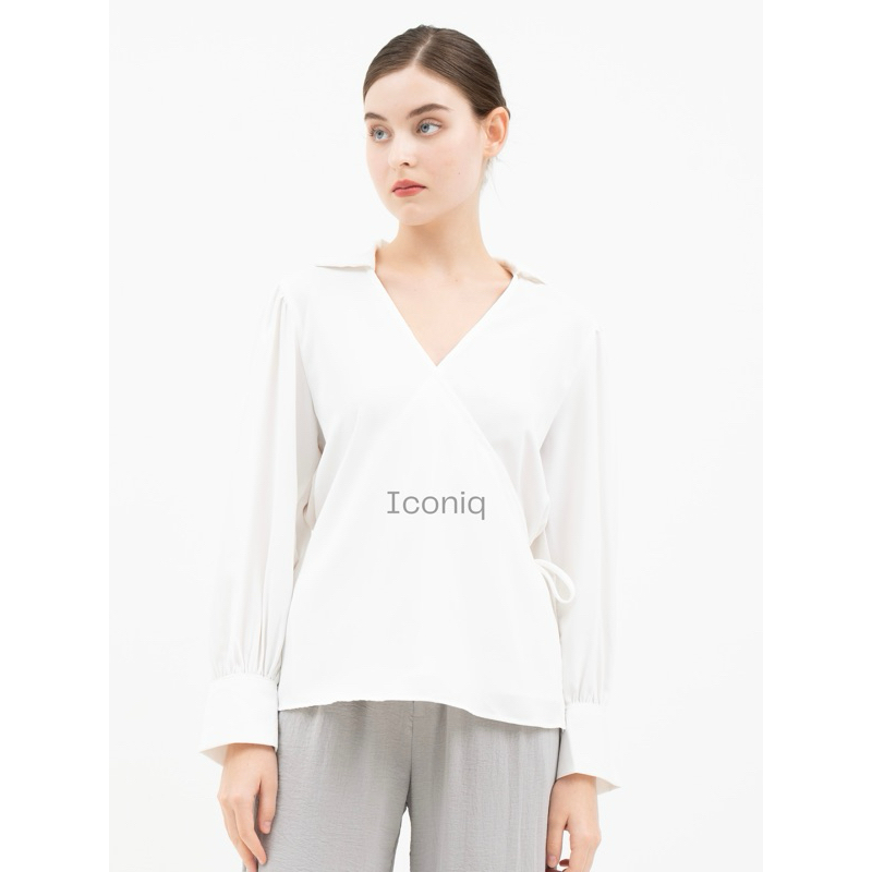 Iconiq - Putih Sakura Blouse Top long sleeve blouse Pitih atasan wanita terbaru kekinian blouse wani