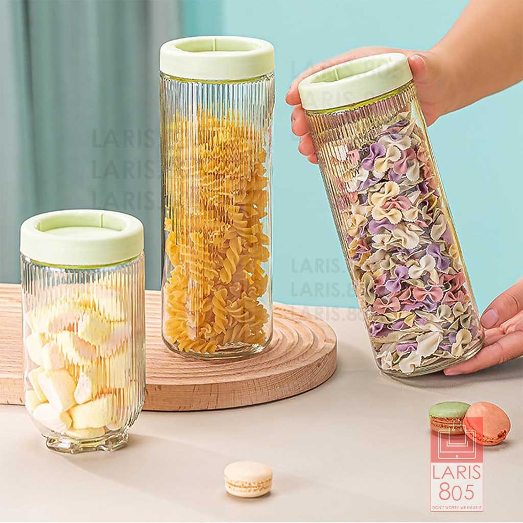 Toples Kaca 3in1 Serbaguna/ Toples Hazel Toples Lebaran Kaca Cantik/ Toples Kue Kering Set