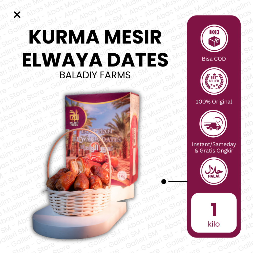

Kurma Mesir 1 kg Premium Egyptian Elwaha Dates Baladiy Farms Asli Korma Original