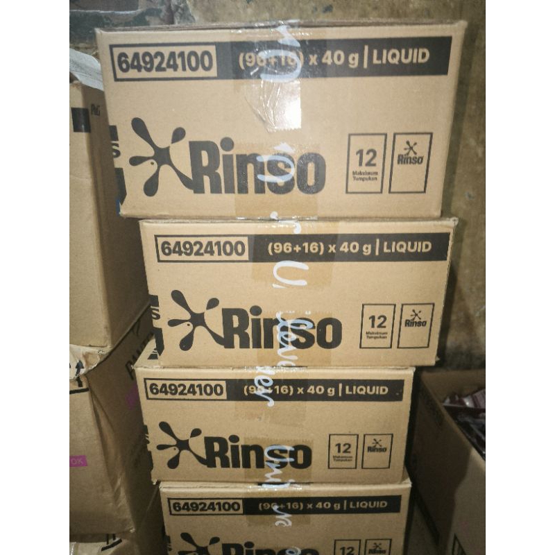 1 Dus Rinso Cair Anti Noda isi 16 Renceng x 6 Gratis + 1 Sachet @40 Gram