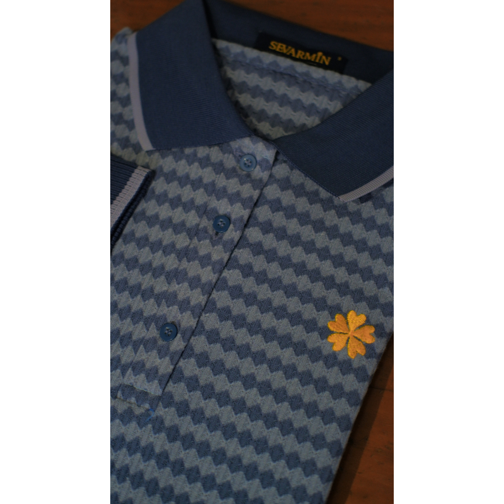 Denim Knit Stripes - Long Sleeve Polo