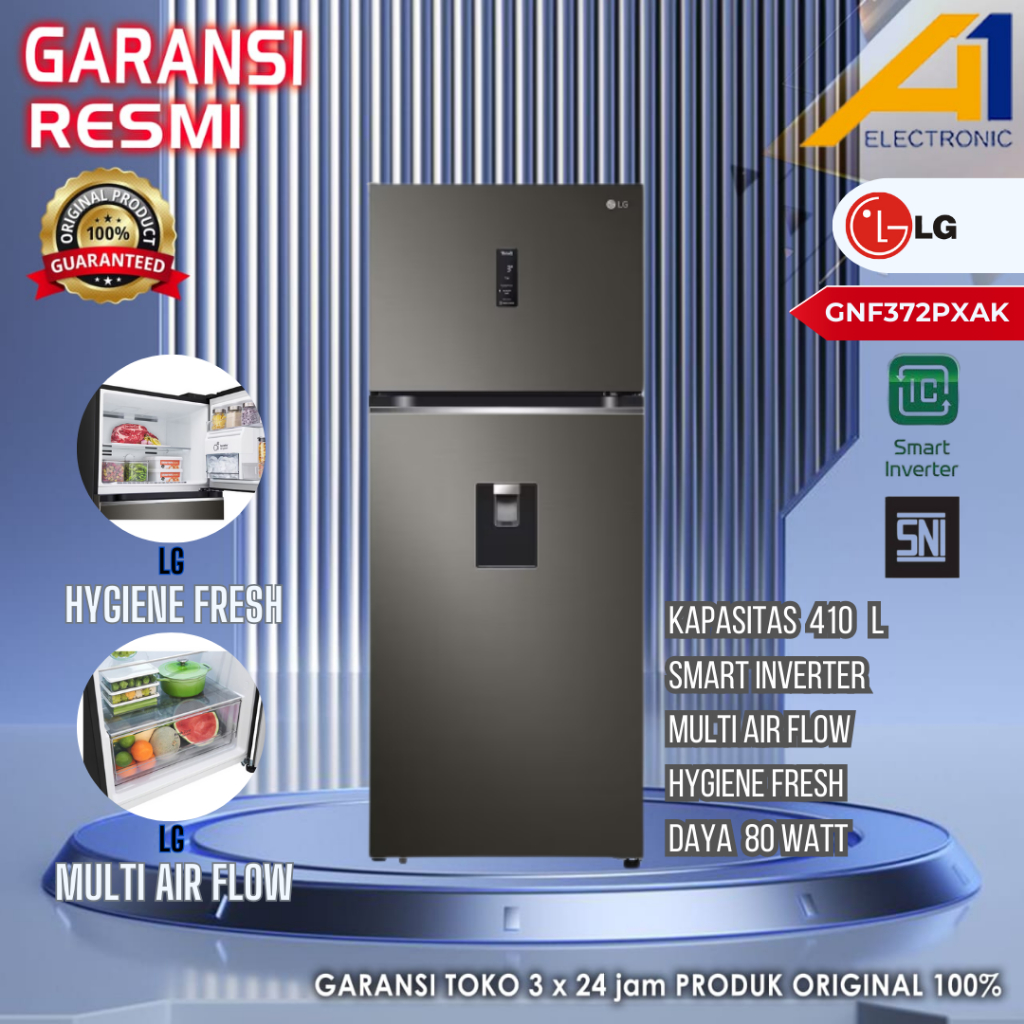 KULKAS 2 PINTU DENGAN DISPENSER AIR LG GN-F372PXAK / GN-F372PXAK