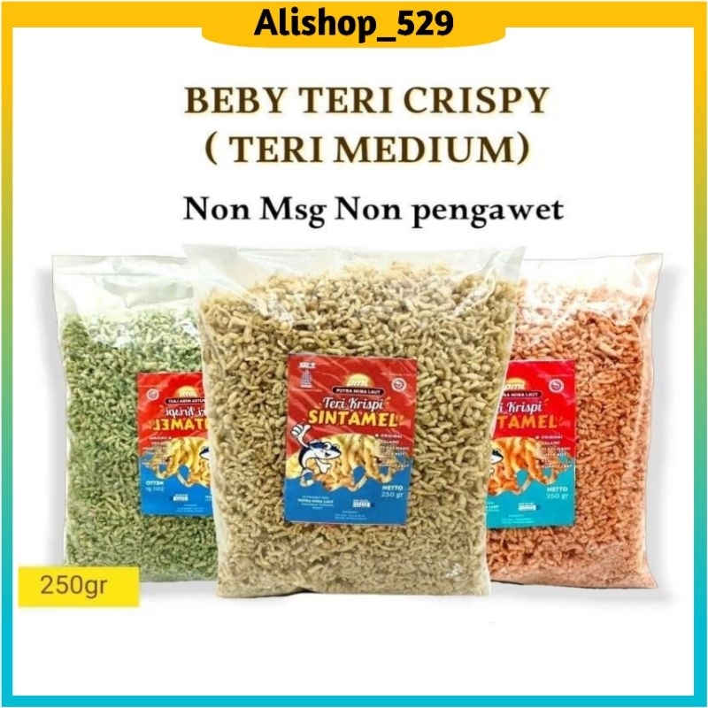 

Teri Crispy Medium 250 Gram Baby Teri Nasi Crispy Cemilan Teri Krispi Cemilan khas Madura Teri Krispi Terlaris Termurah