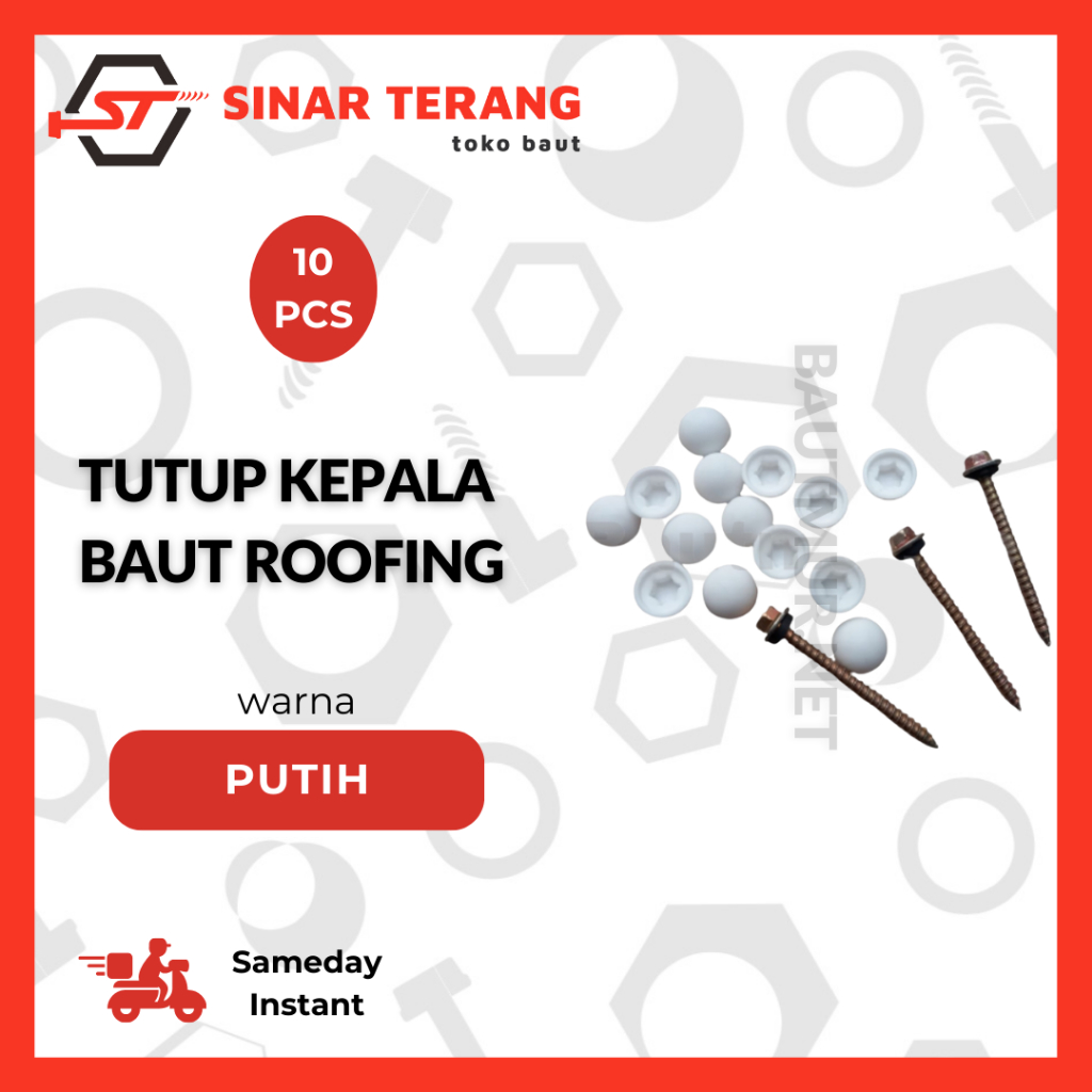 (10pcs) Dop Baut Roofing - Tutup Kepala Baut Roofing Putih LION