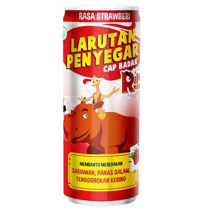 Larutan Penyegar Cap Badak Rasa Strawberry 238ML/  Minuman Sariwan Panas Dalam