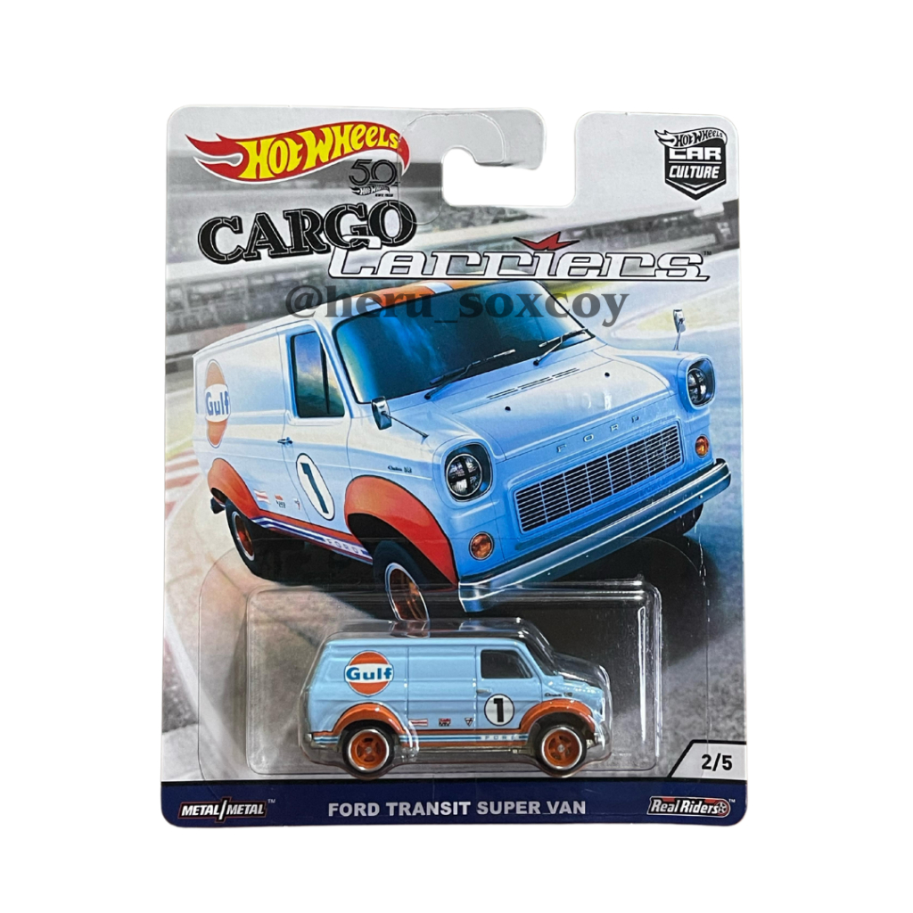 HOTWHEELS HOT WHEELS CAR CULTURE CARGO CARRIERS FORD TRANSIT SUPER FAN BIRU GULF