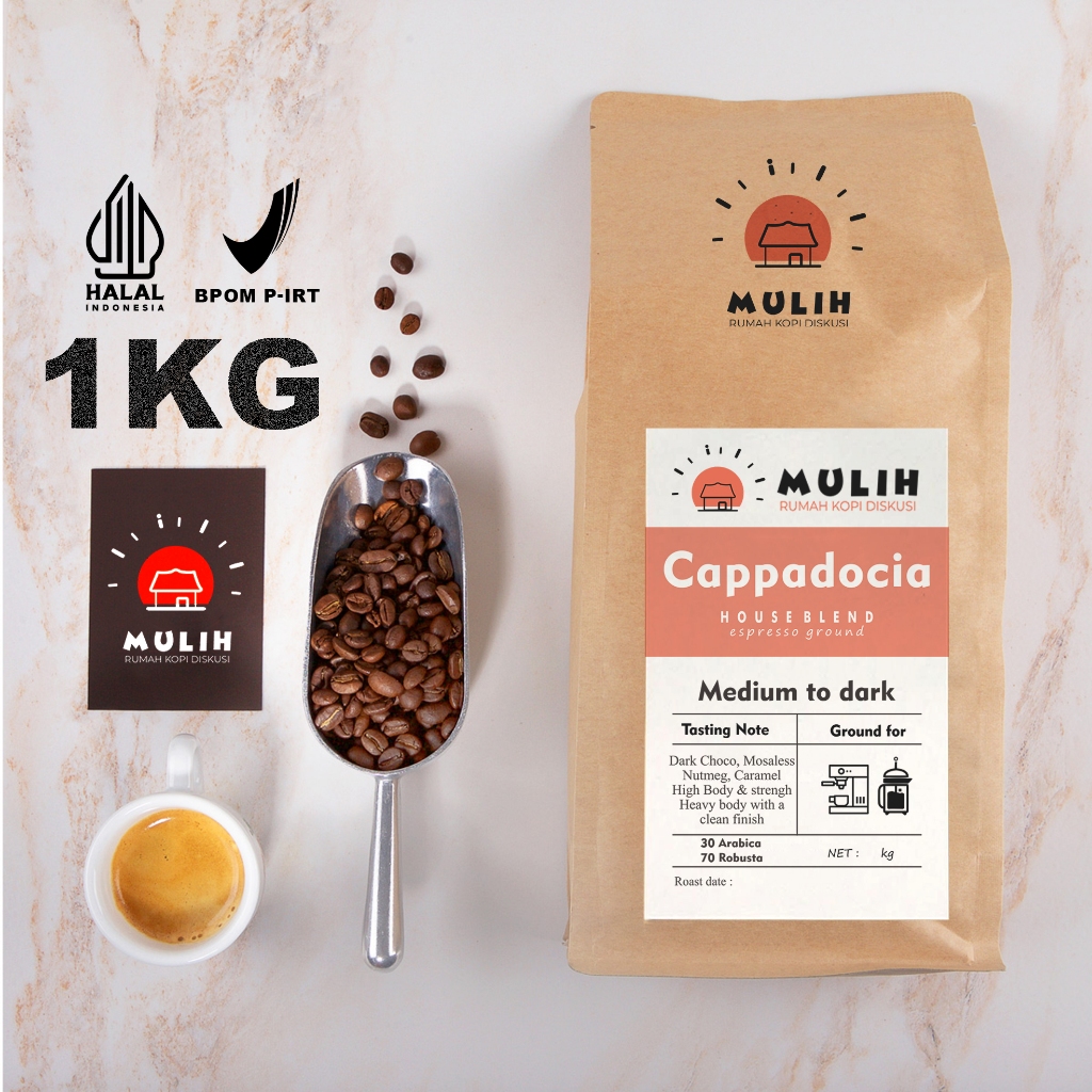 

BIJI KOPI 30% ARABICA 1KG Cappadocia Ekonomis Espresso Blend By Mulih Kopi