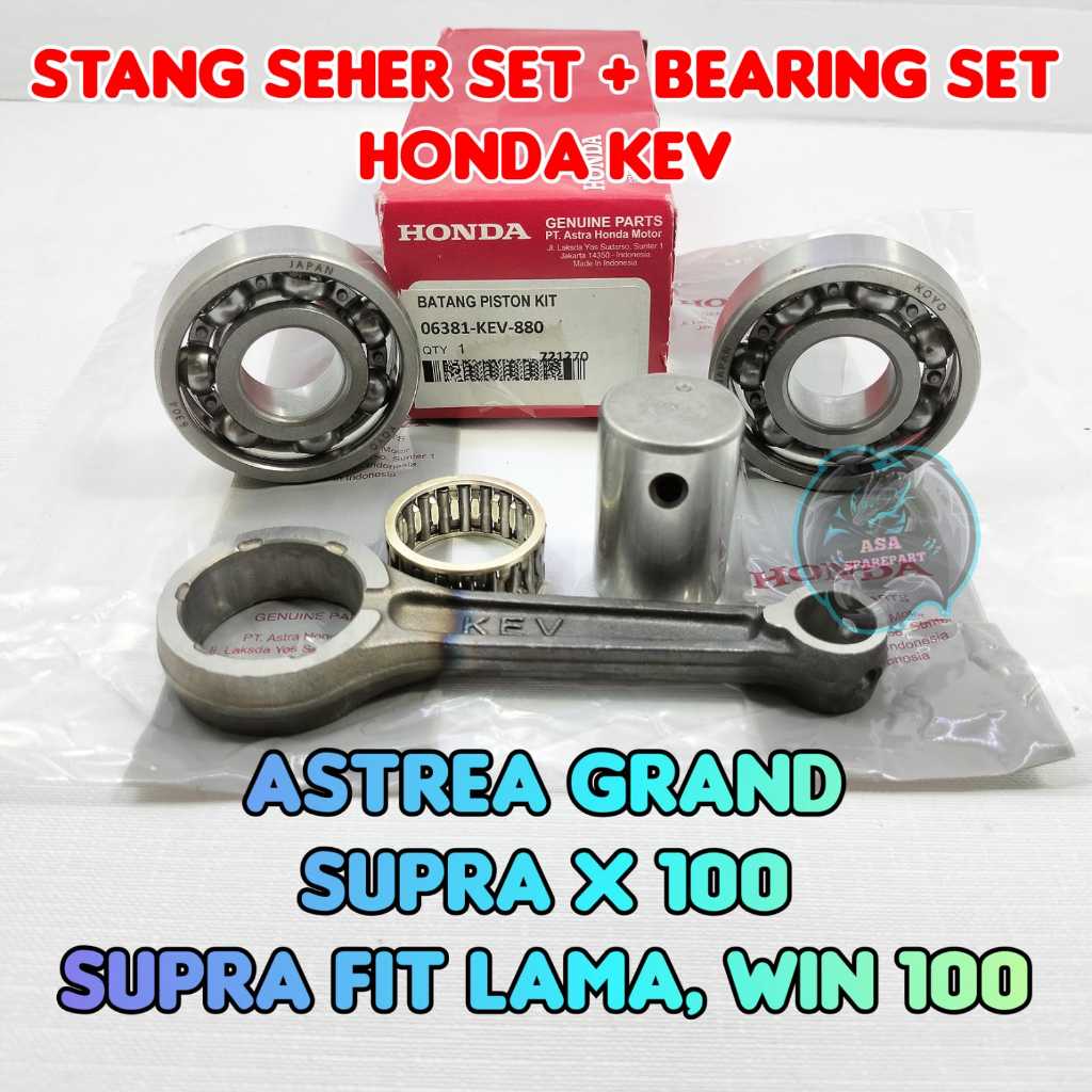 STANG SEHER  SET KEV + Bearing 2pcs ASLI ORIGINAL Motor HONDA ASTREA GRAND , SUPRA 100 LAMA , SUPRA 