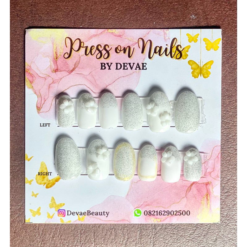 press on nail art for wedding,ukuran  (s) , shape oval