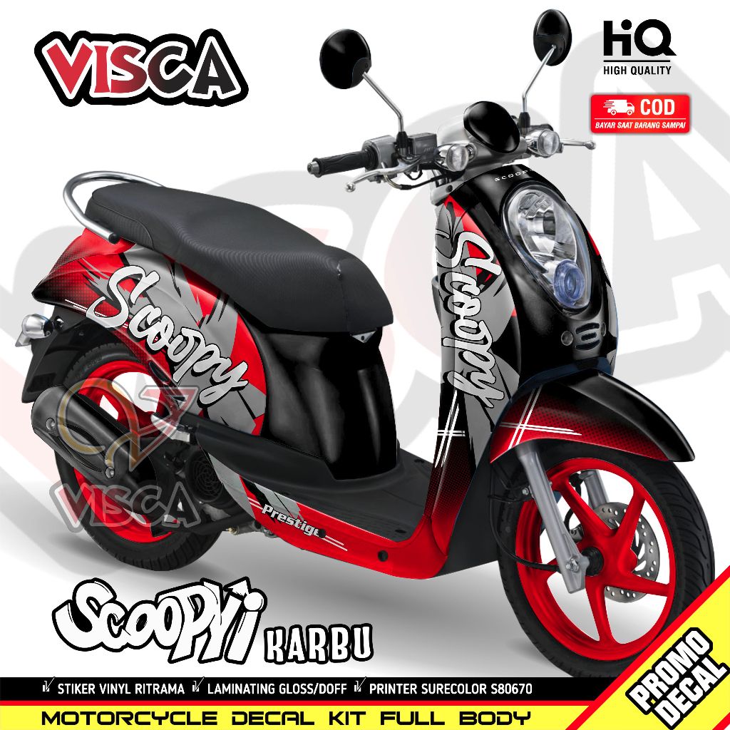 Decal Scoopy Karbu Full Body Stiker Scoopy Karbu Lama Striping Scoopy Karbu Lama PRESTIGE