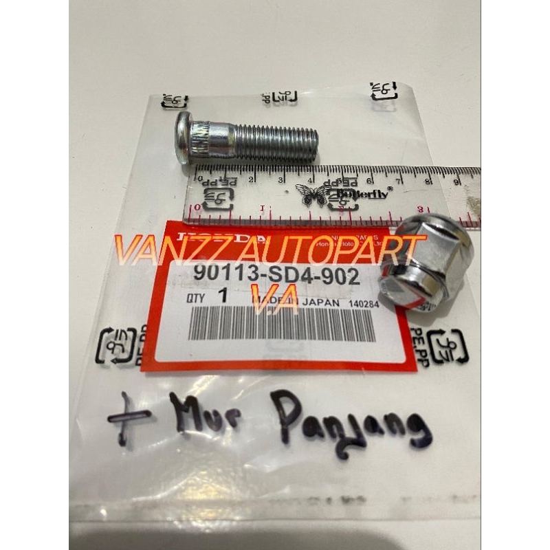 Baut Roda+Mur Panjang Honda Jazz RS, Brio, Mobilio 90113-SD4-902