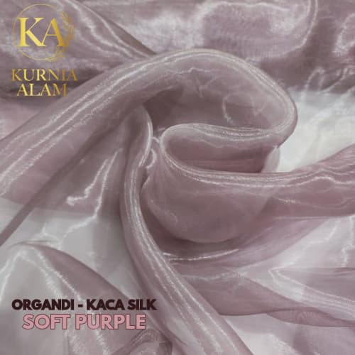 Kain Organdi Kaca Satin Silk Premium Warna Soft Purple Bahan Dekorasi Aksesoris Outer Kebaya Korea