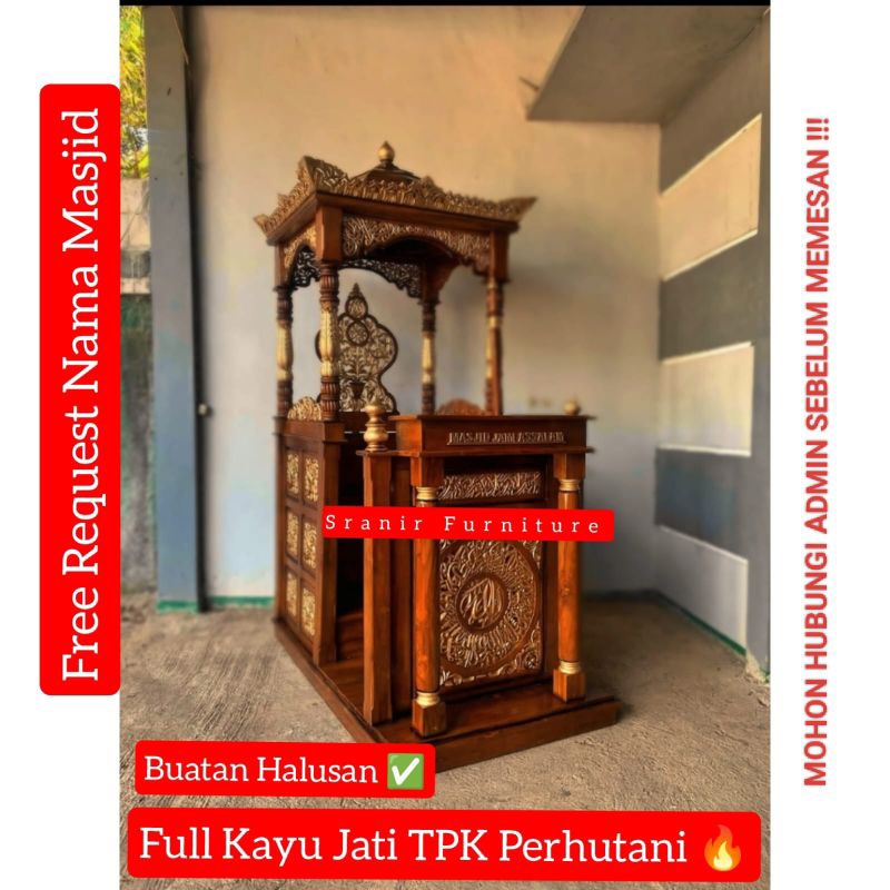 Mimbar Masjid Full Kayu Jati TPK Perhutani Mimbar Jati ukiran Jepara BERKUALITAS