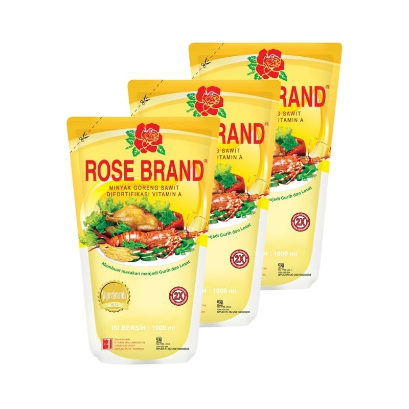 

ROSE BRAND Minyak goreng Kemasan Pouch 1 Lt × 3