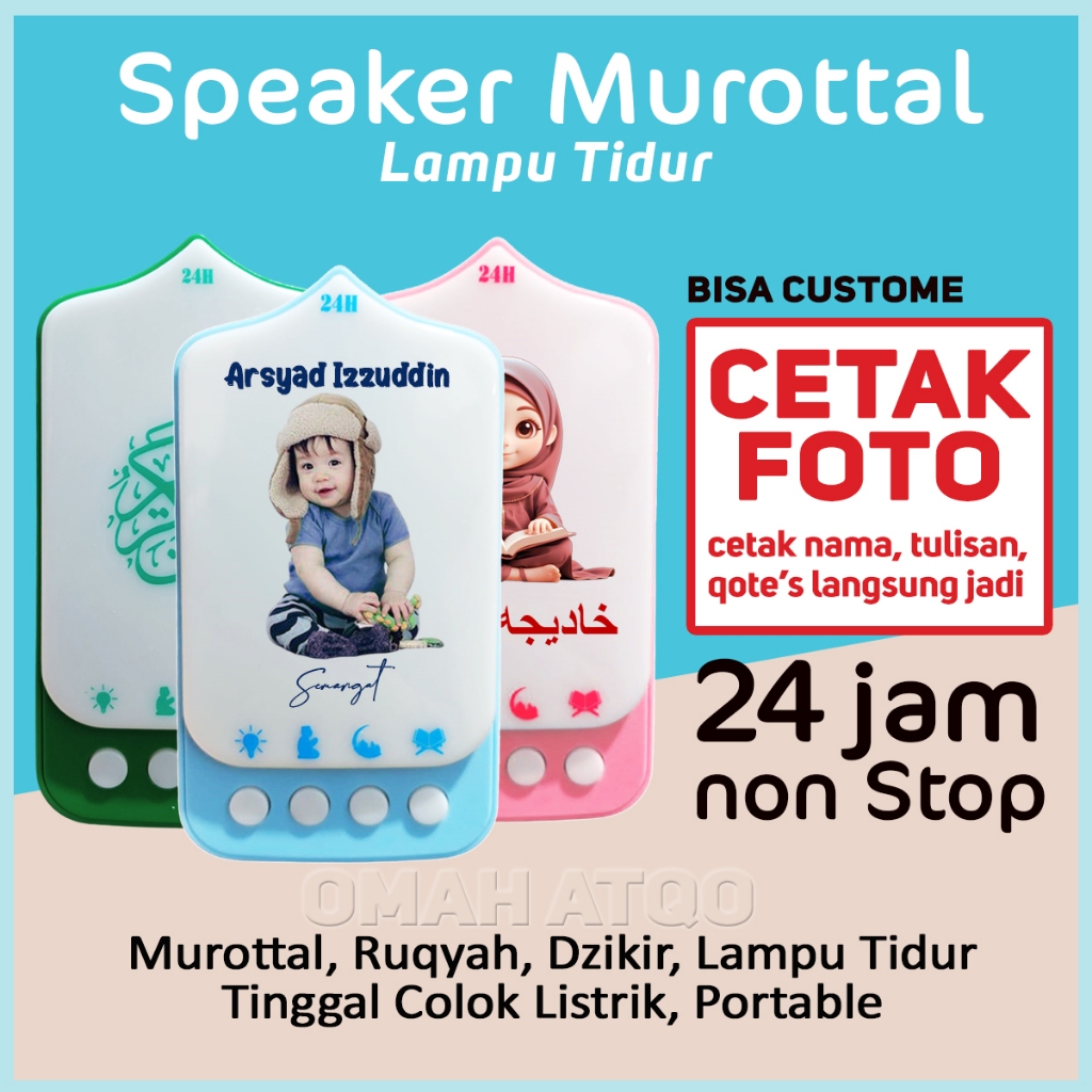 SPEAKER RUQYAH DAN SPIKER MUROTTAL AL QURAN LAMPU TIDUR 24 JAM PLUGIN LET'S PRAY - BISA CETAK FOTO