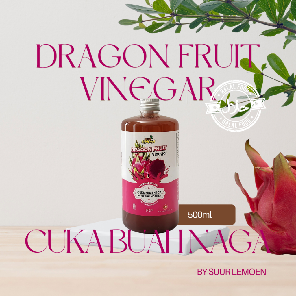 

Suur Lemoen - Cuka Buah Naga Minuman Suplemen Kulit 250ml 500ml Dragon Fruit Vinegar Premium Organic