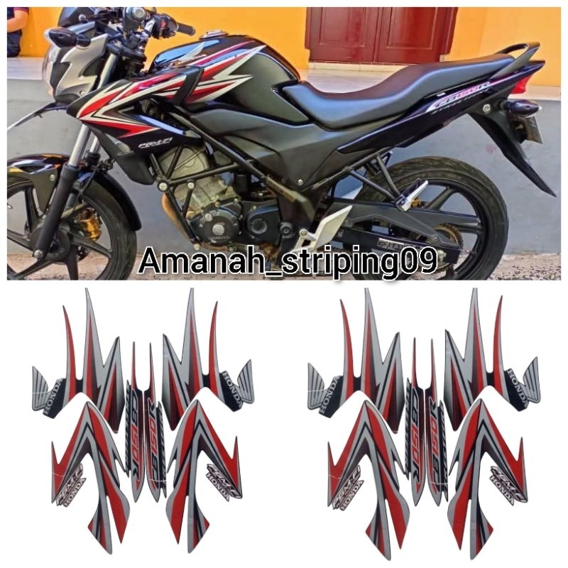 Lish stiker striping standart motor CB150R tahun 2013 ful set body warna hitam