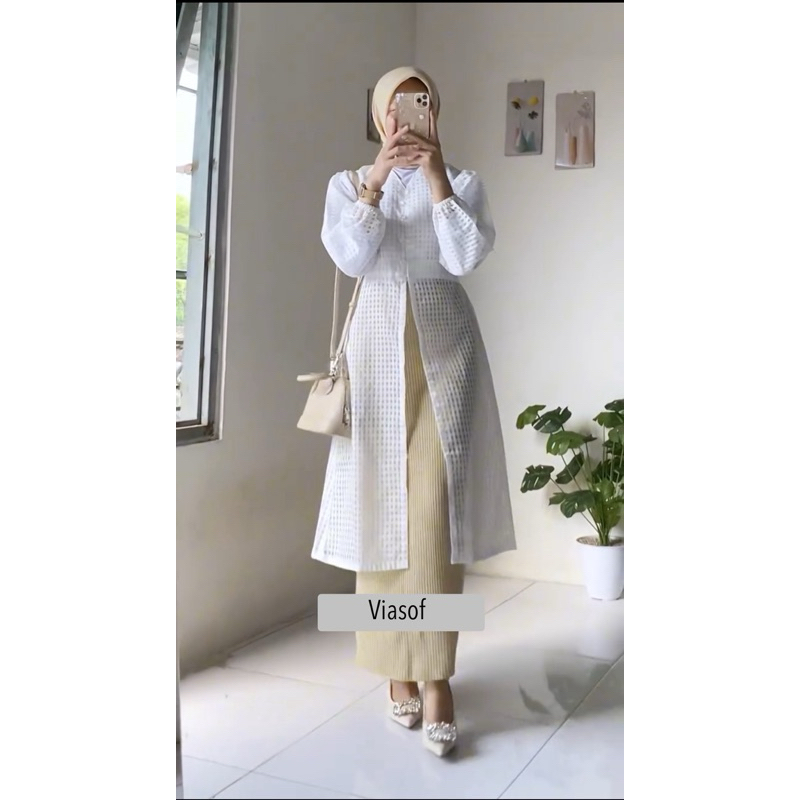 (VIASOF) JEMA TUNIK TUNIK LEBARAN TUNIK ORGANZA