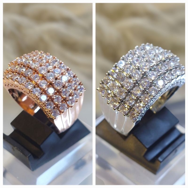 Cincin berlian permata cantik swarlovi mirip berlian asli Cincin wanita full berlian