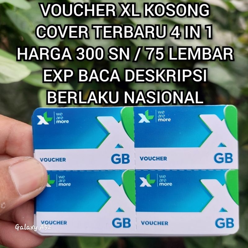GROSIR 300 SN ATAU 75 LEMBAR VOUCHER XL KOSONG COVER TERBARU 4 IN 1