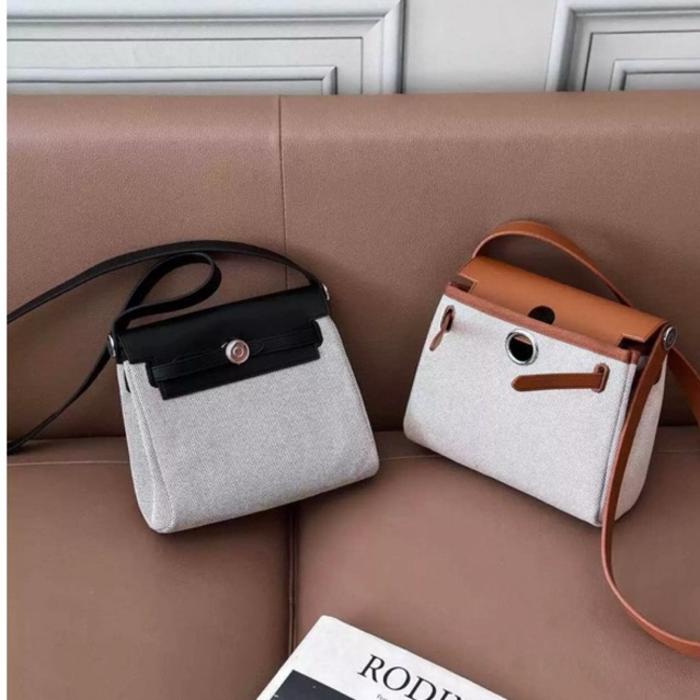 Her Bag  Genuine Leather Mini Canvas Crossbody Bag NB009