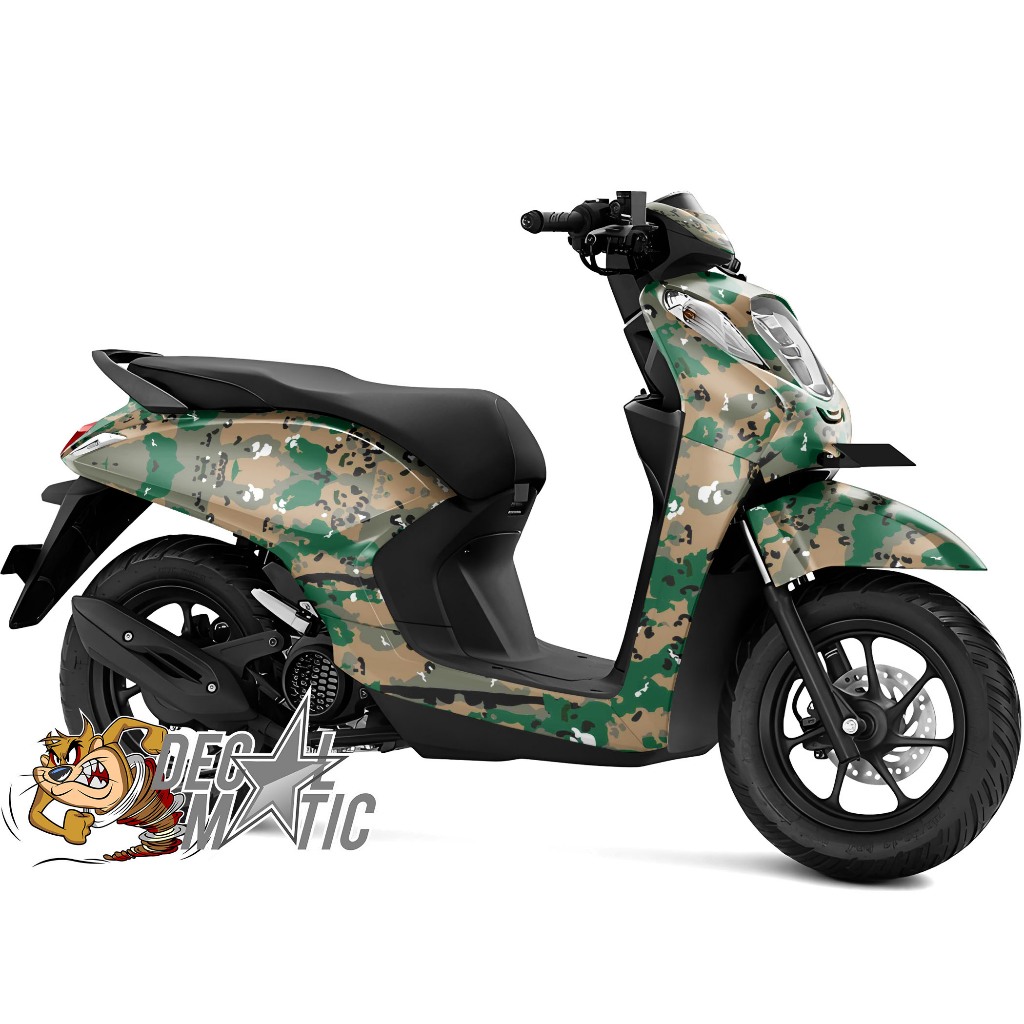 Stiker Genio Full Body Decal Full body Motor Honda Genio Merah Putih Hitam - Loreng Grib