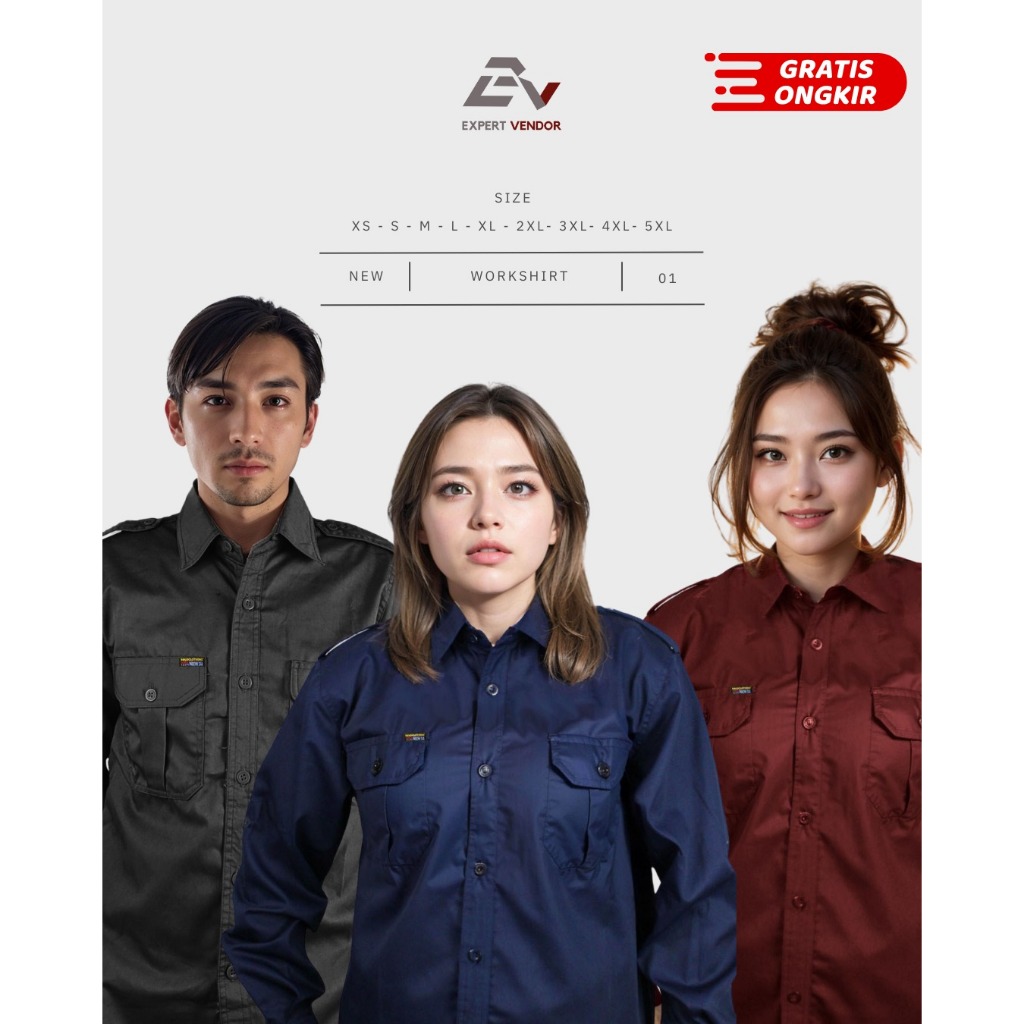 KEMEJA POLOS NAGATA Warna Hitam, Biru Dongker, Merah Maroon untuk lapangan/ gunung/ outdoor / PDL/ P