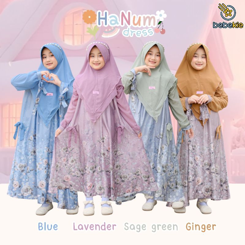 Gamis anak perempuan muslim terbaru 1-10 tahun eldeena dan hanum original set hijab syari mewah mura