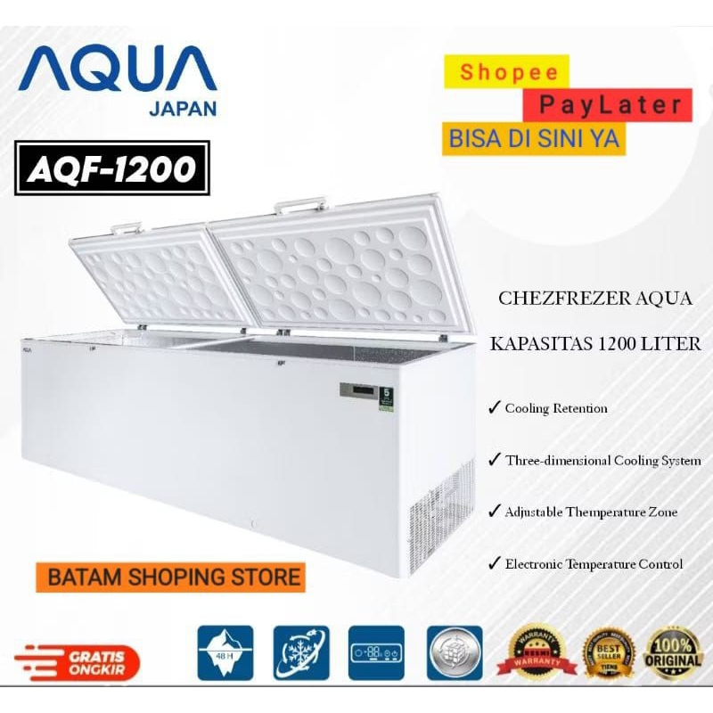 CHEST FREEZER AQUA AQF-1200 1029 LITER LEMARI PEMBEKU AQF1200 GARANSI RESMI