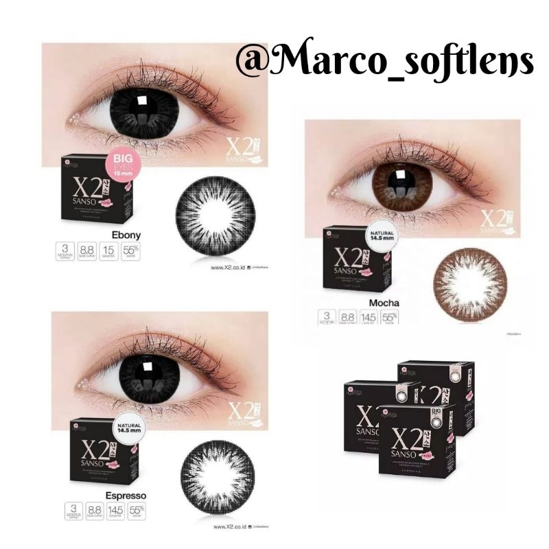 Soflen X2 Sanso Black Softlens Warna Hitam Hydrogel Sanso Bulanan Lensa Kontak Minus Normal Warna Hi