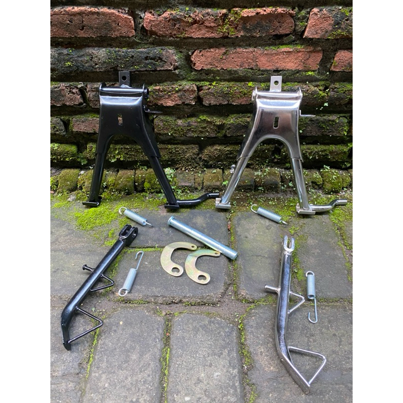 Standar 2 Jagang Jagrak Tengah dan Samping Set As Tapal Kuda Hitam/Chrome Astrea Grand Legenda Prima