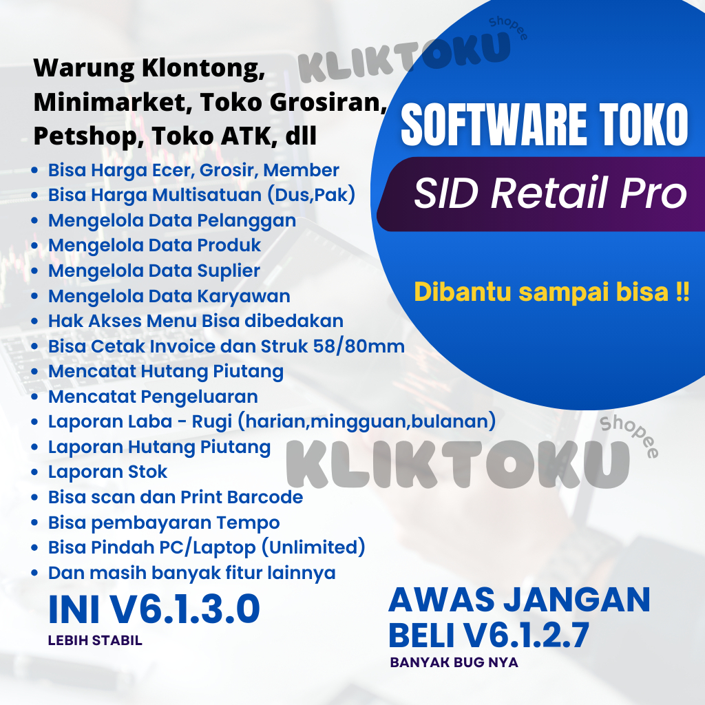 Aplikasi Kasir SID Retail PRO Unlimited PC/Laptop V.6.1.3.0