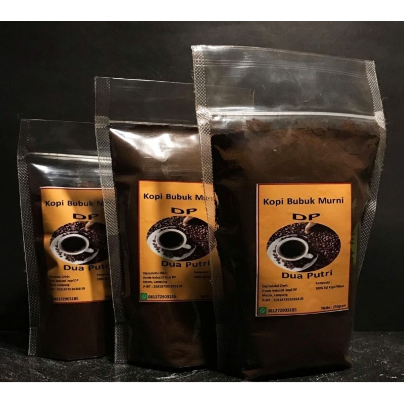 

kopi bubuk murni Dua Putri Robusta100% biji kopi pilhan, 3 varian kemasan 85g,180g,250g