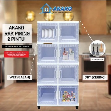 RAK PIRING PLASTIK 2 PINTU MINIMALIS / LEMARI DAPUR /LEMARI PIRING MINIMALIS AKAKO-RPS 2P