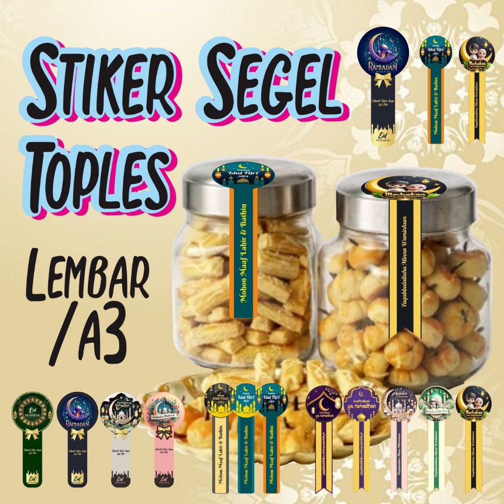 

Stiker Segel Toples Lebaran Cetak Sticker Label Tema Idul Fitri / sticker Label Kemasan Makanan Min
