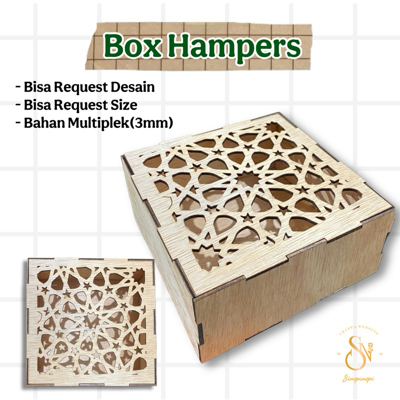 

BOX HAMPERS KAYU | LASER CUTTING | BRIDAL SHOWER PACKAGING KAYU TEMPAT PARCEL LEBARAN IDUL FITRI