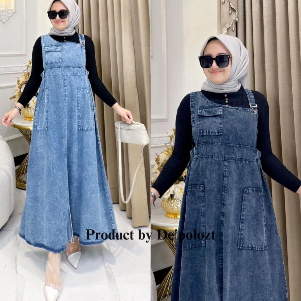 KODE C1O Kirana 2 L  XXL overall jeans cargo wanita overall dress jeans overall cargo