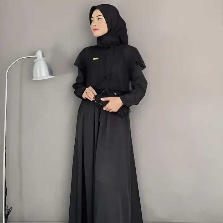 Gamis Mix Brukat Malika Gamis Lebaran 2025 Gamis Wanita Terbaru Gamis Cringkle Bahan Lembut Mewah El