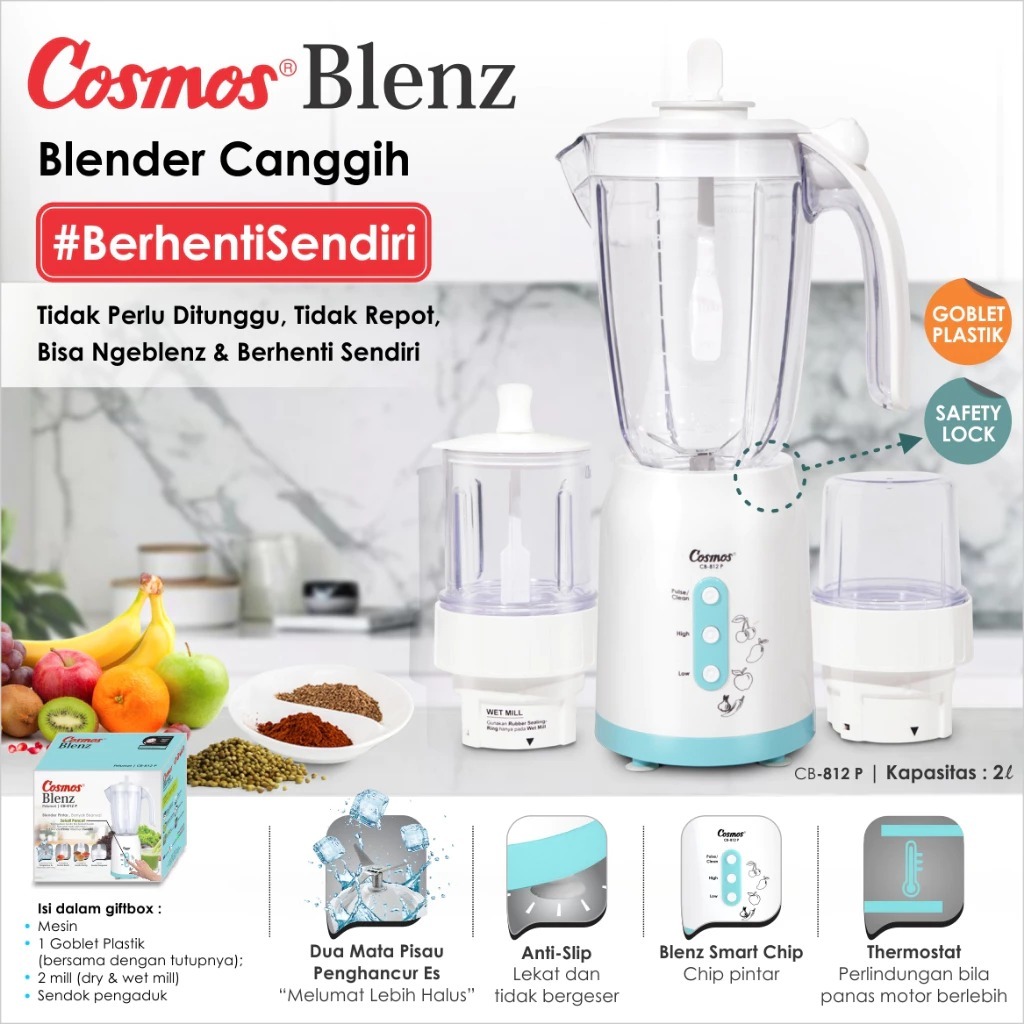Cosmos Blender Plastik CB 812 P Goblet Smart Blender Cosmos Blenz 812P Pelumat Juicer Blender Cosmos