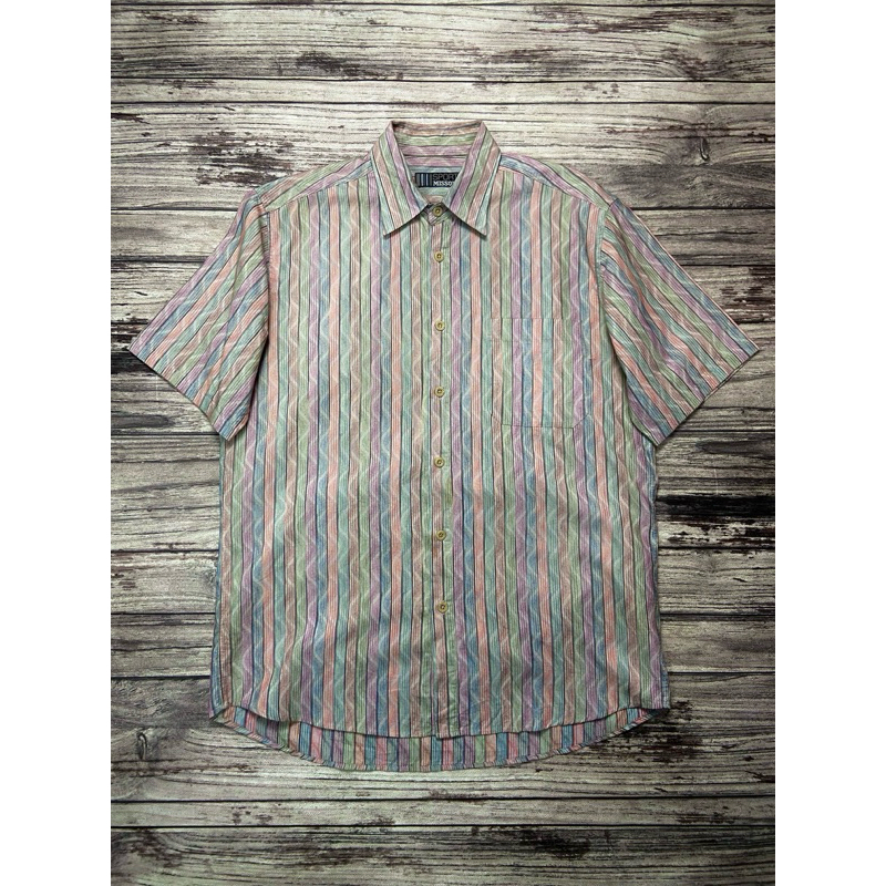 NETT‼️Authenticated Vintage 90s Missoni Sport Multi Color Stripe Shirts Men's