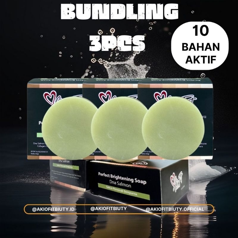 BUNDLING 3PCS sabun pemutih badan dan wajah ampuh permanen dosting perfect brightening soap dna salm