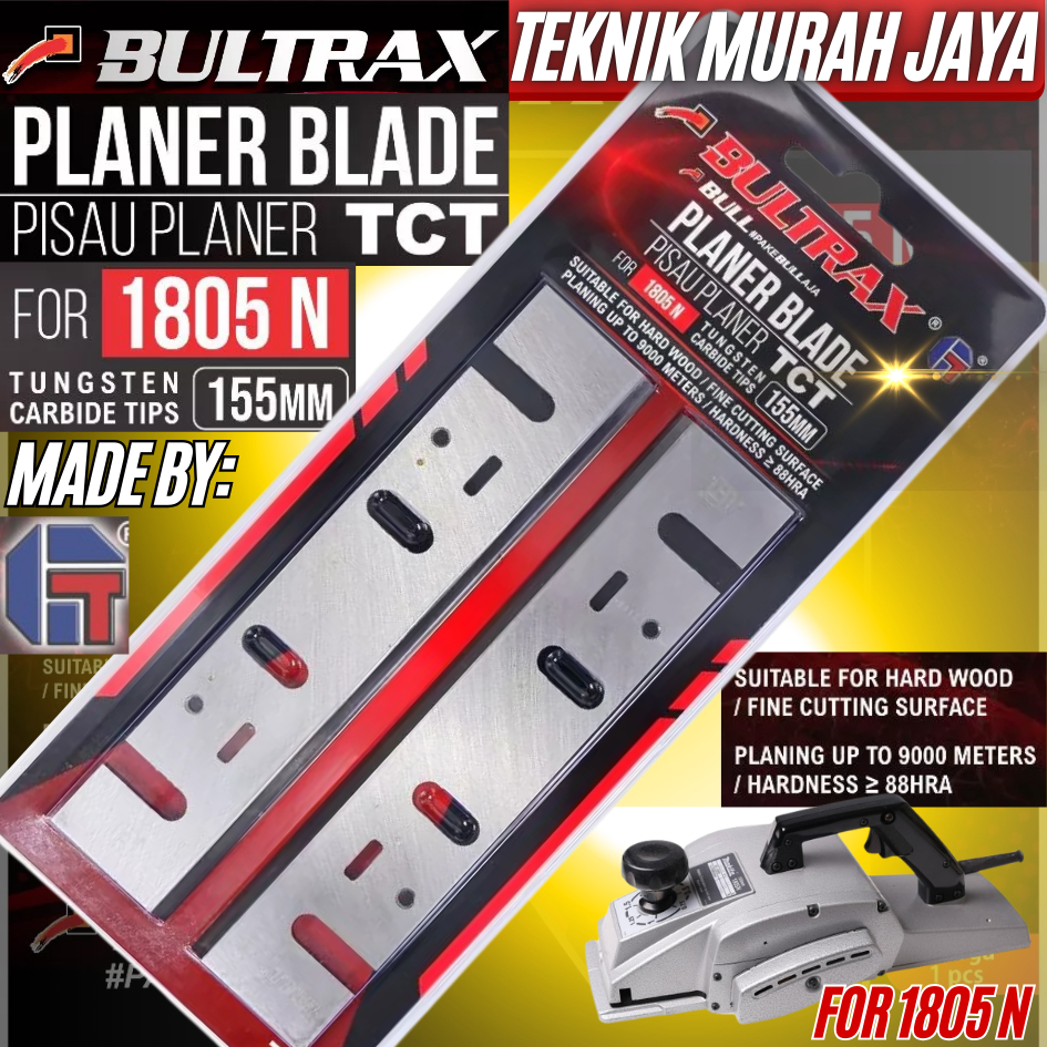 BULTRAX BULL Mata Planner Blade 1805 N TCT 15 Cm Mata Pisau Pasah Ketam Kayu Makita 1805N GT 155 mm